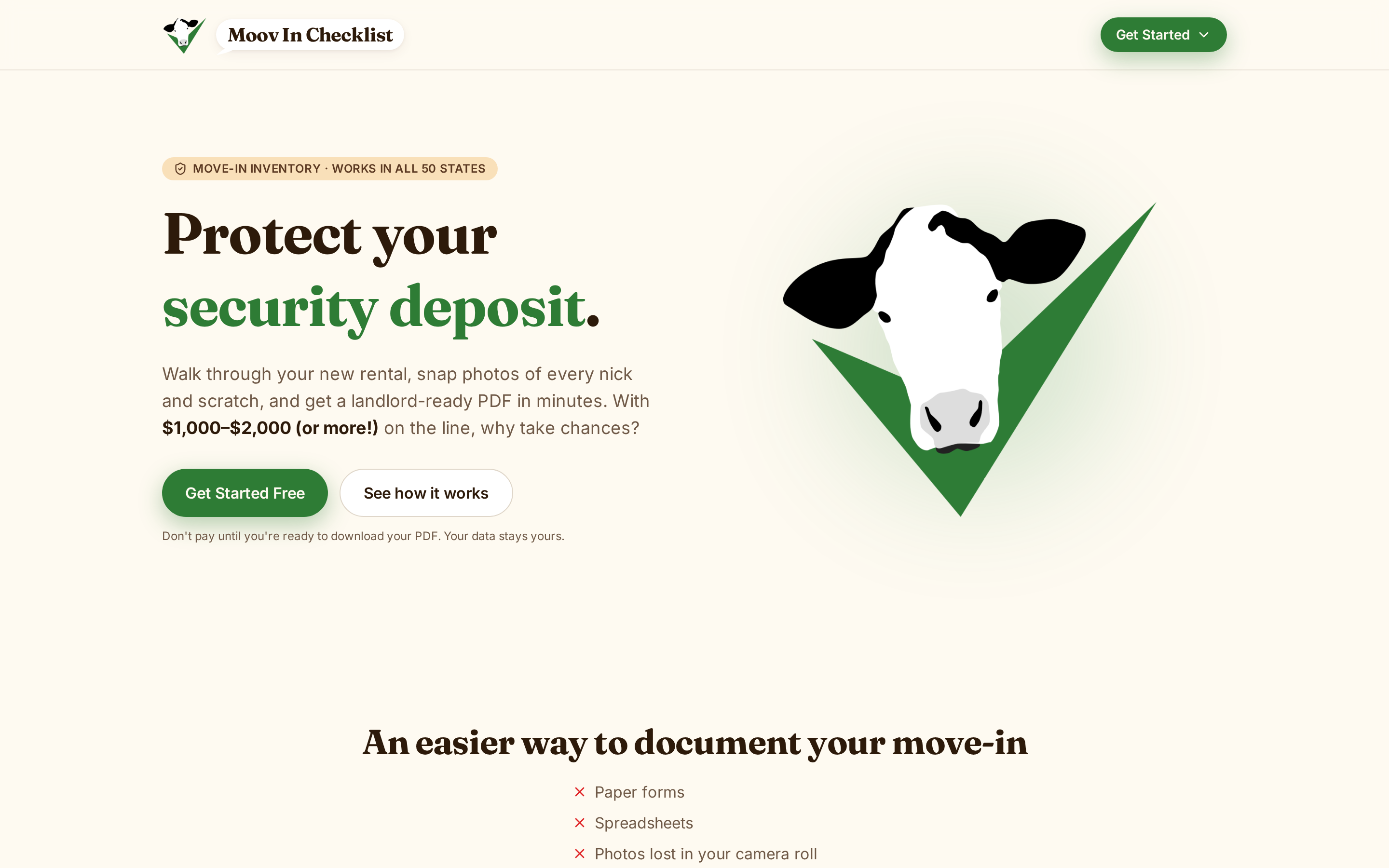 Moov In Checklist homepage